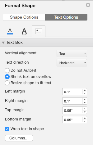 How to make margins for a textbox on powerpoint for a mac
